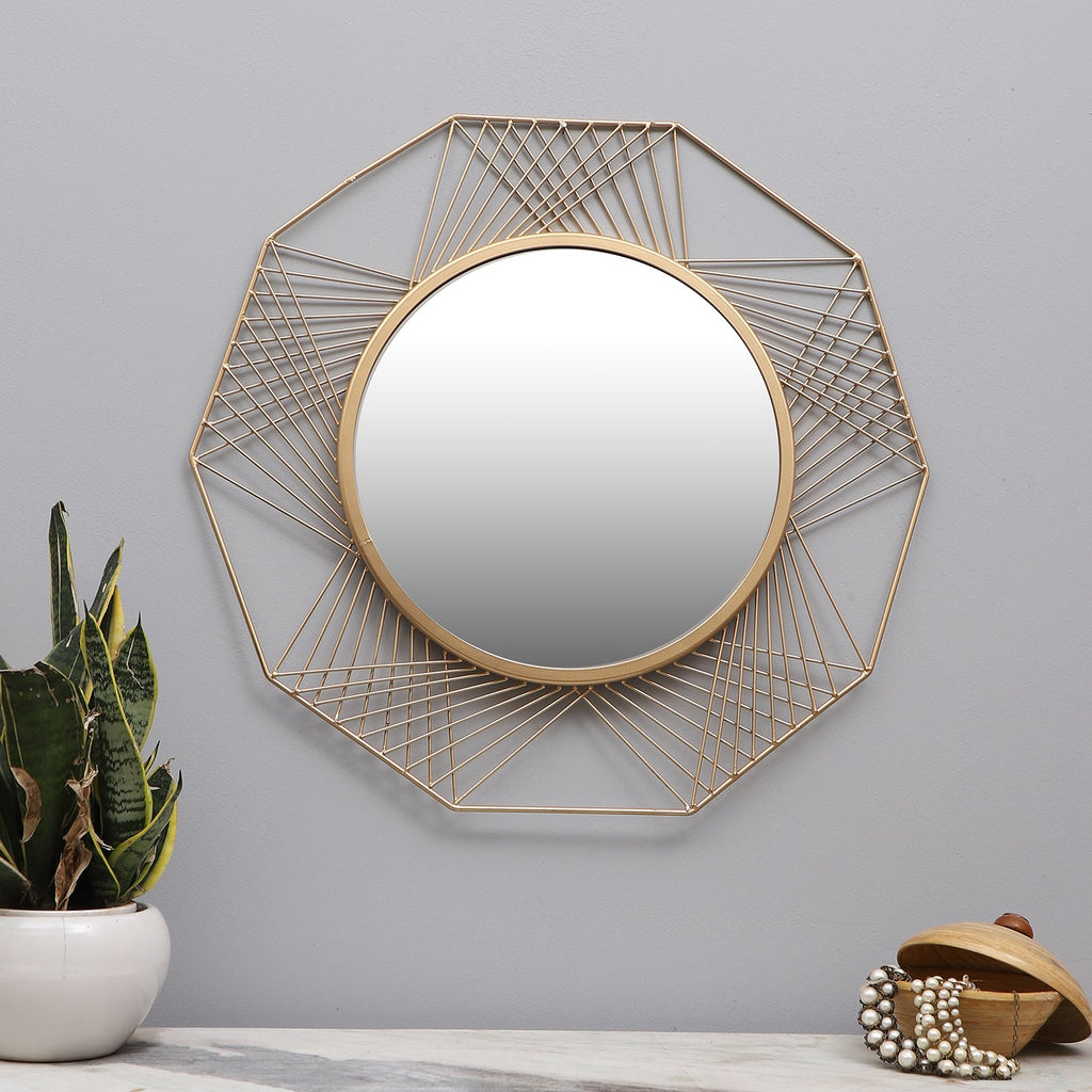 Amaya Decors Hexagon Lines Mirror (24x24x1 Inch)