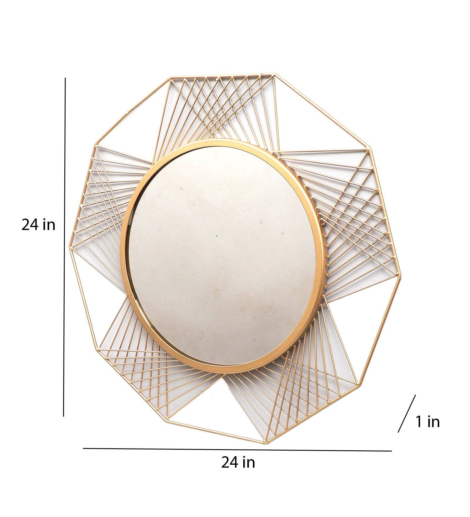 Amaya Decors Hexagon Lines Mirror (24x24x1 Inch)