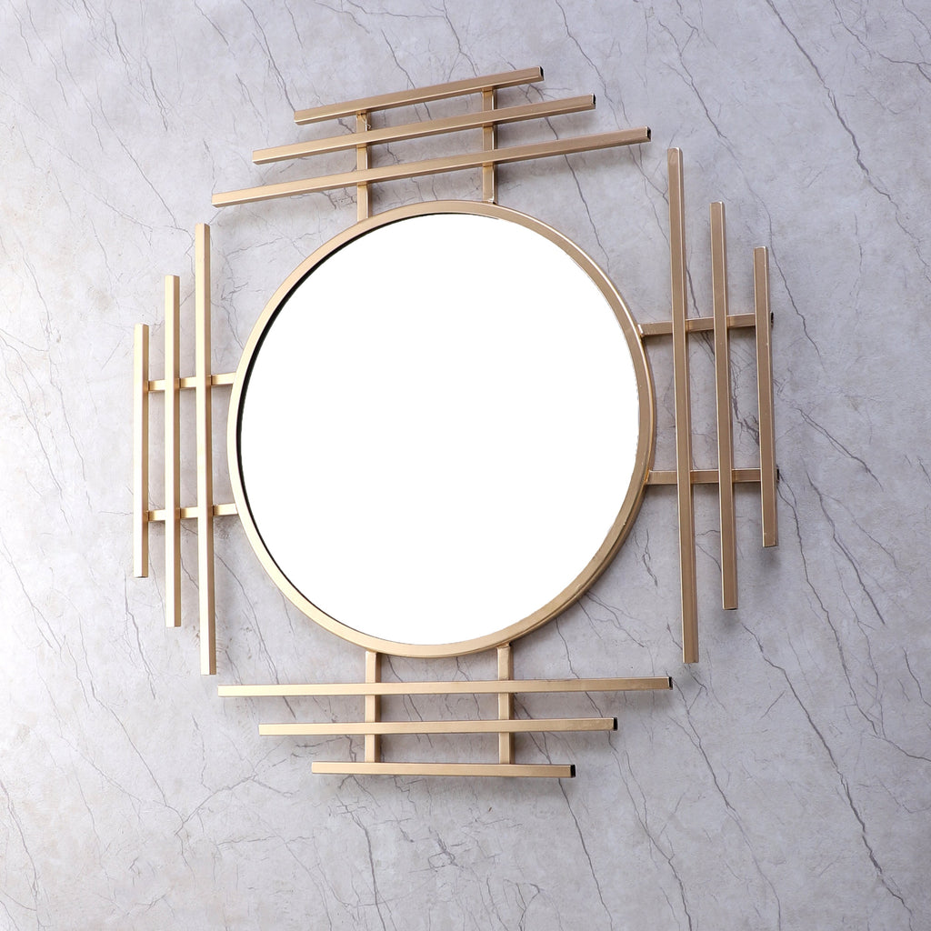 Amaya Decors Three Stripes Wall Mirror (24x24x1 Inch)