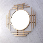 Amaya Decors Three Stripes Wall Mirror (24x24x1 Inch)
