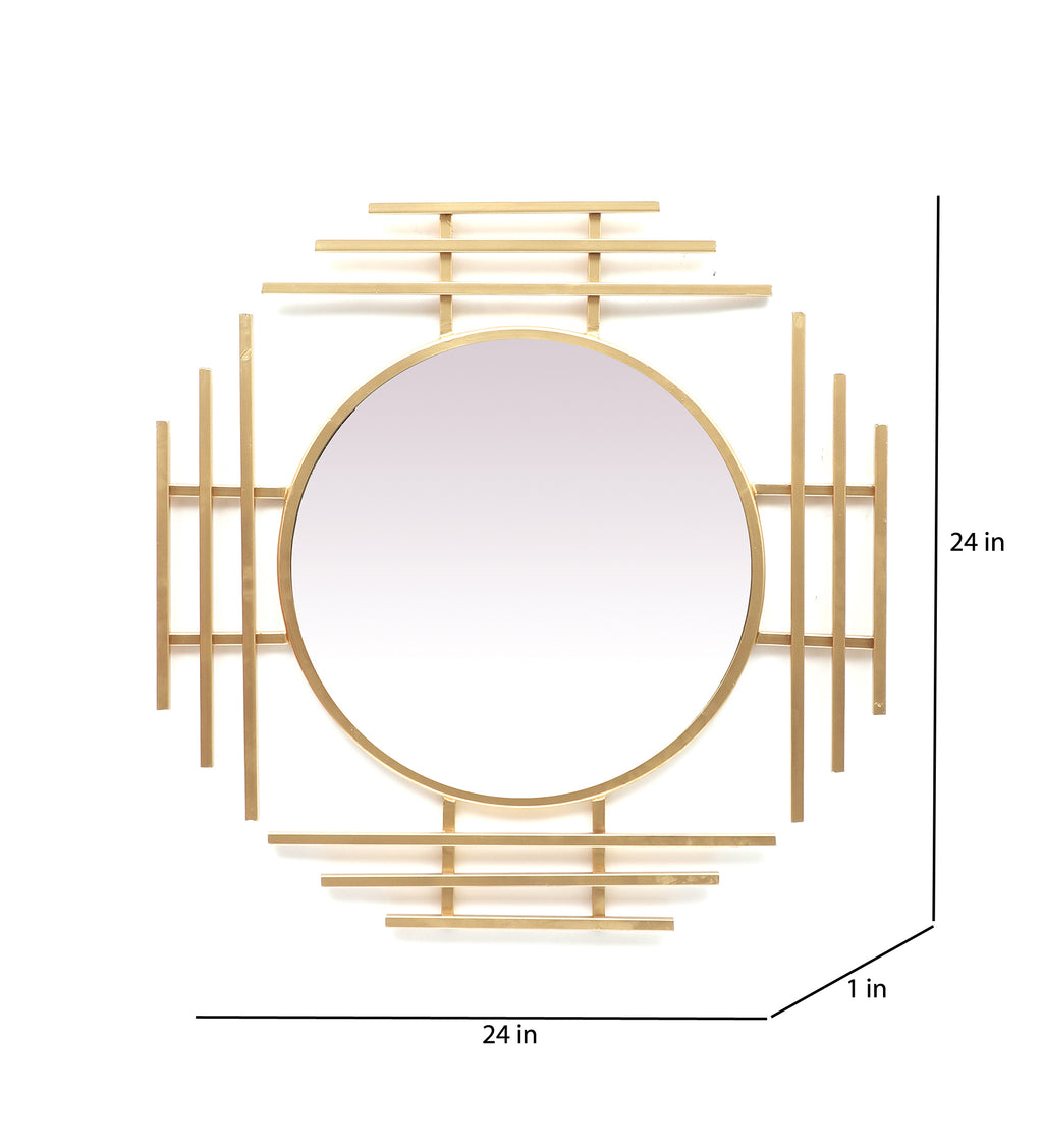 Amaya Decors Three Stripes Wall Mirror (24x24x1 Inch)
