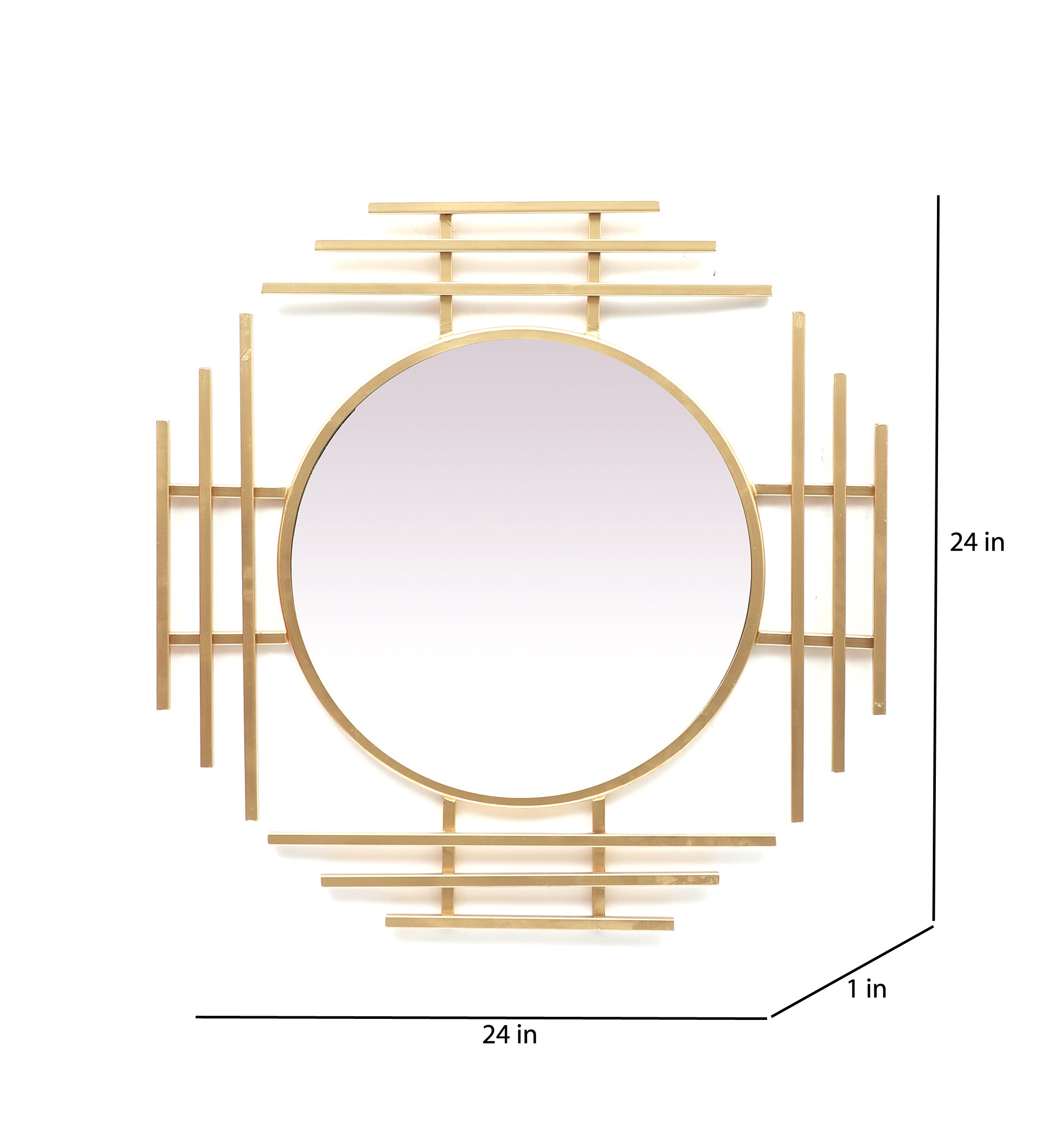 Amaya Decors Three Stripes Wall Mirror (24x24x1 Inch)