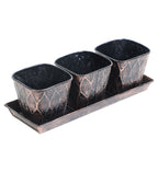 Amaya Decors Copper & Black Metal Table Planters with Tray Set of 4