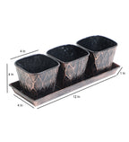 Amaya Decors Copper & Black Metal Table Planters with Tray Set of 4
