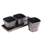 Amaya Decors Copper & Black Metal Table Planters with Tray Set of 4