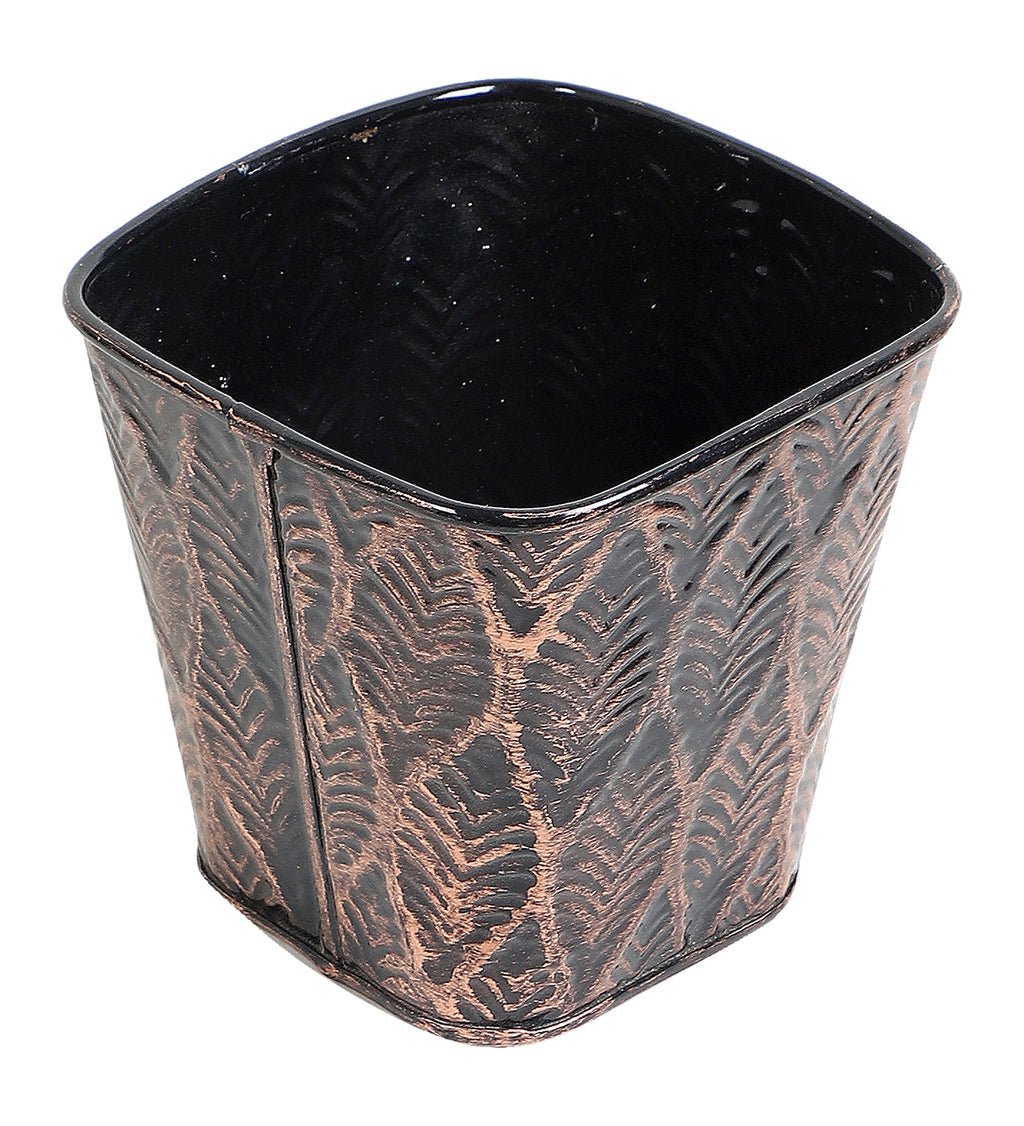 Amaya Decors Copper & Black Metal Table Planters with Tray Set of 4
