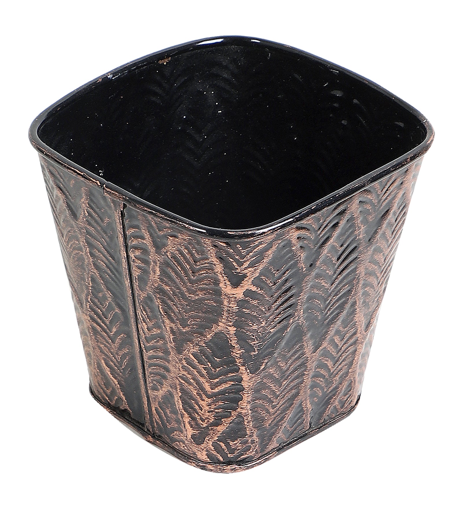Amaya Decors Copper & Black Metal Table Planters with Tray Set of 4