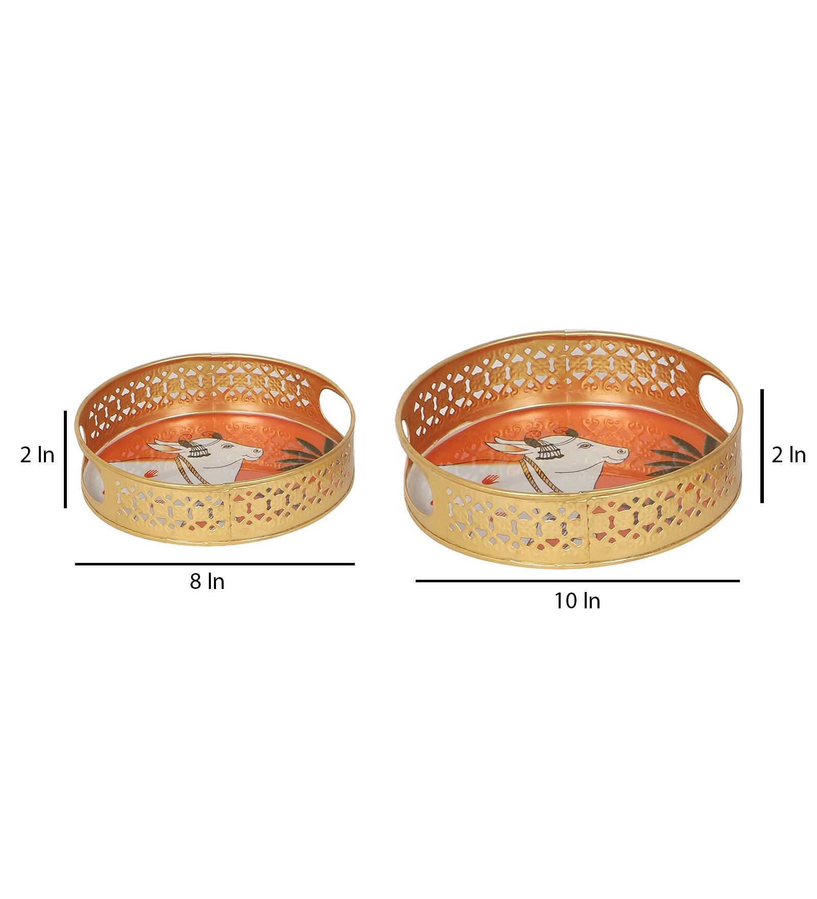 Amaya Decors Orange Cow Tray Set of 2