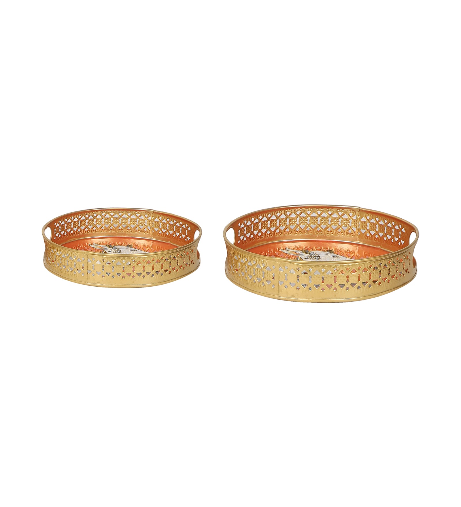 Amaya Decors Orange Cow Tray Set of 2