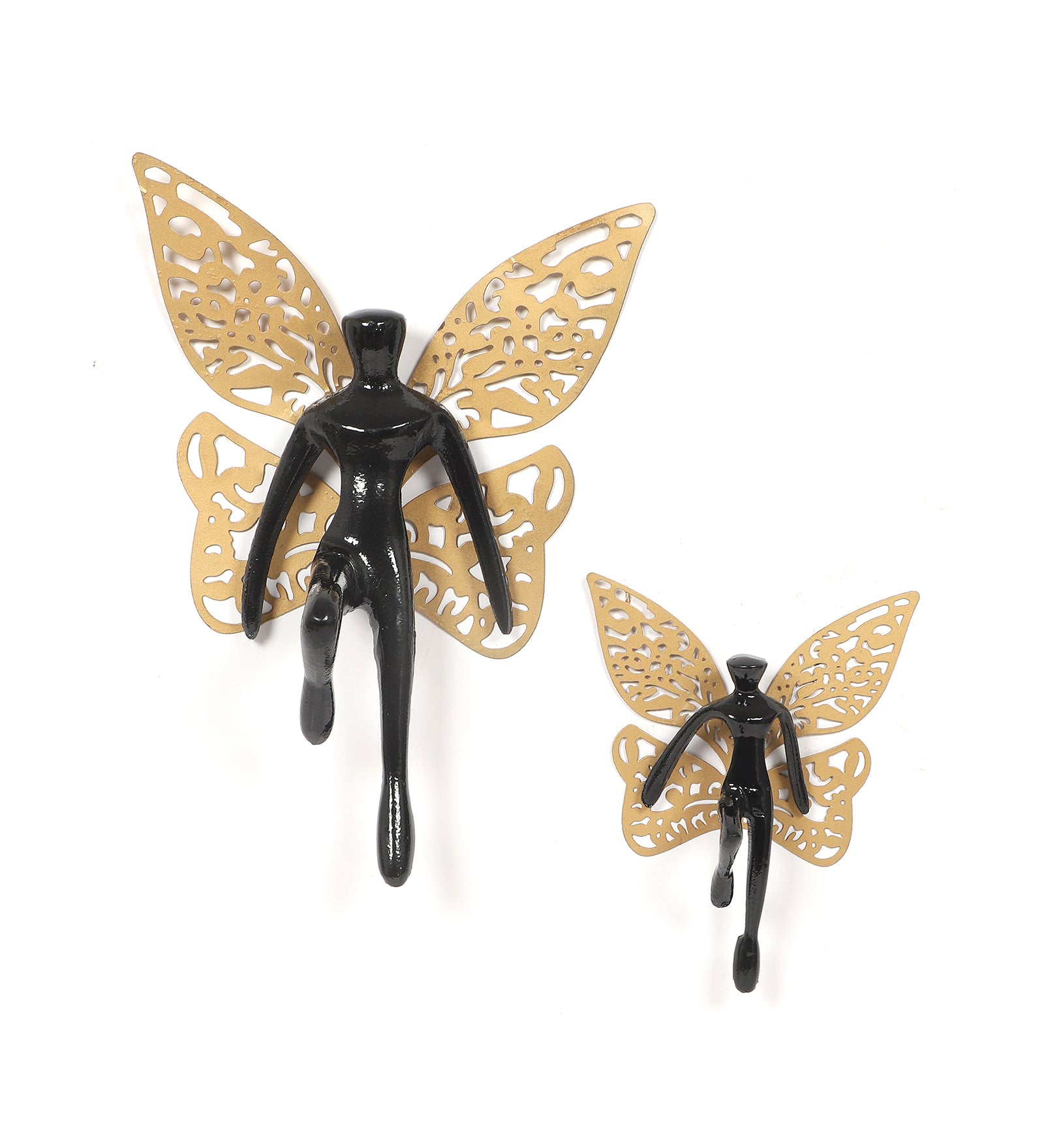 Amaya Decors Black & Gold Angel with Wings Aluminium Wall Art Set of 2