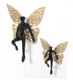 Amaya Decors Black & Gold Angel with Wings Aluminium Wall Art Set of 2