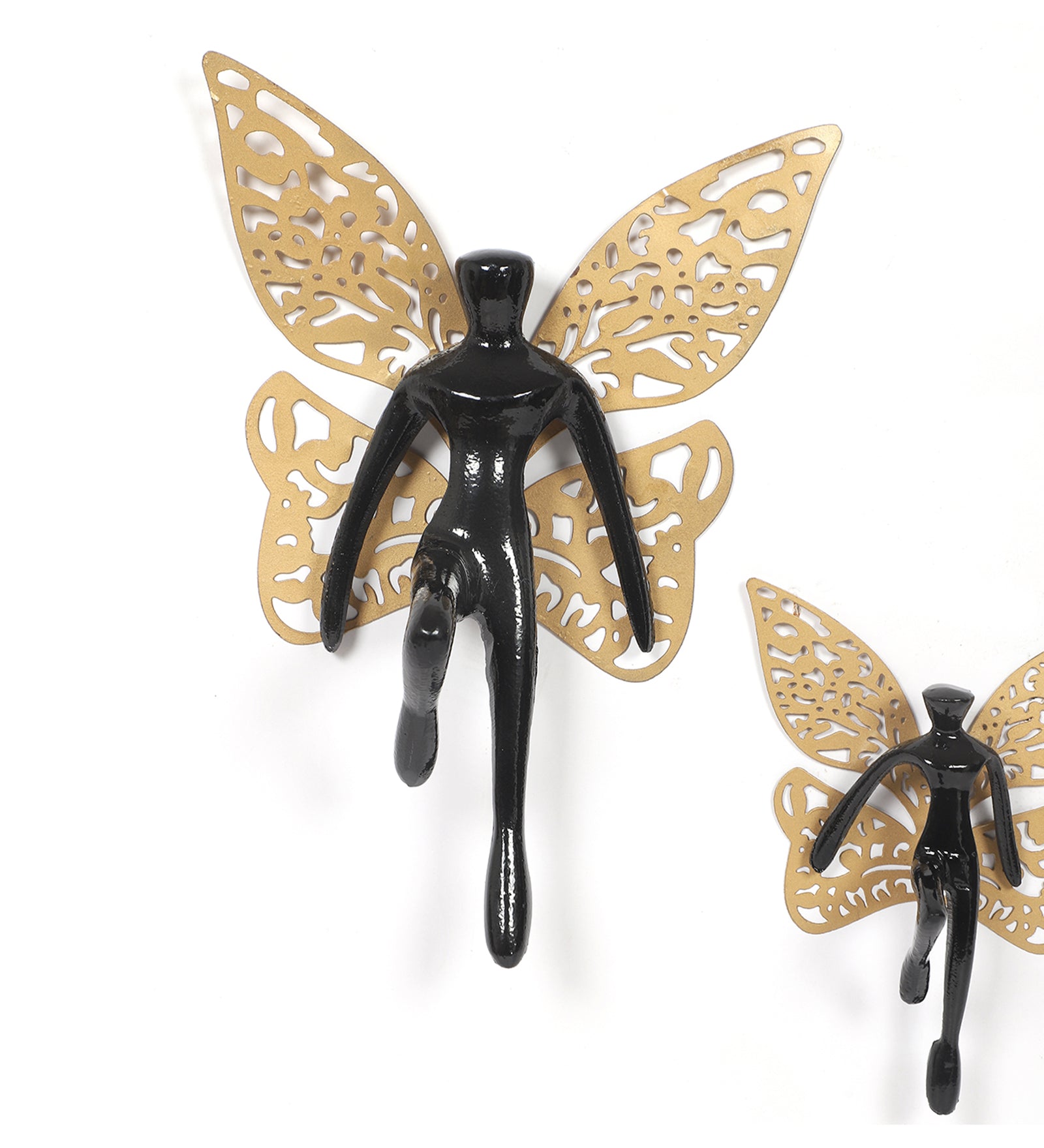 Amaya Decors Black & Gold Angel with Wings Aluminium Wall Art Set of 2