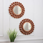 Amaya Decors Copper Rose Mirror Set of 2 (15x15 Inch)