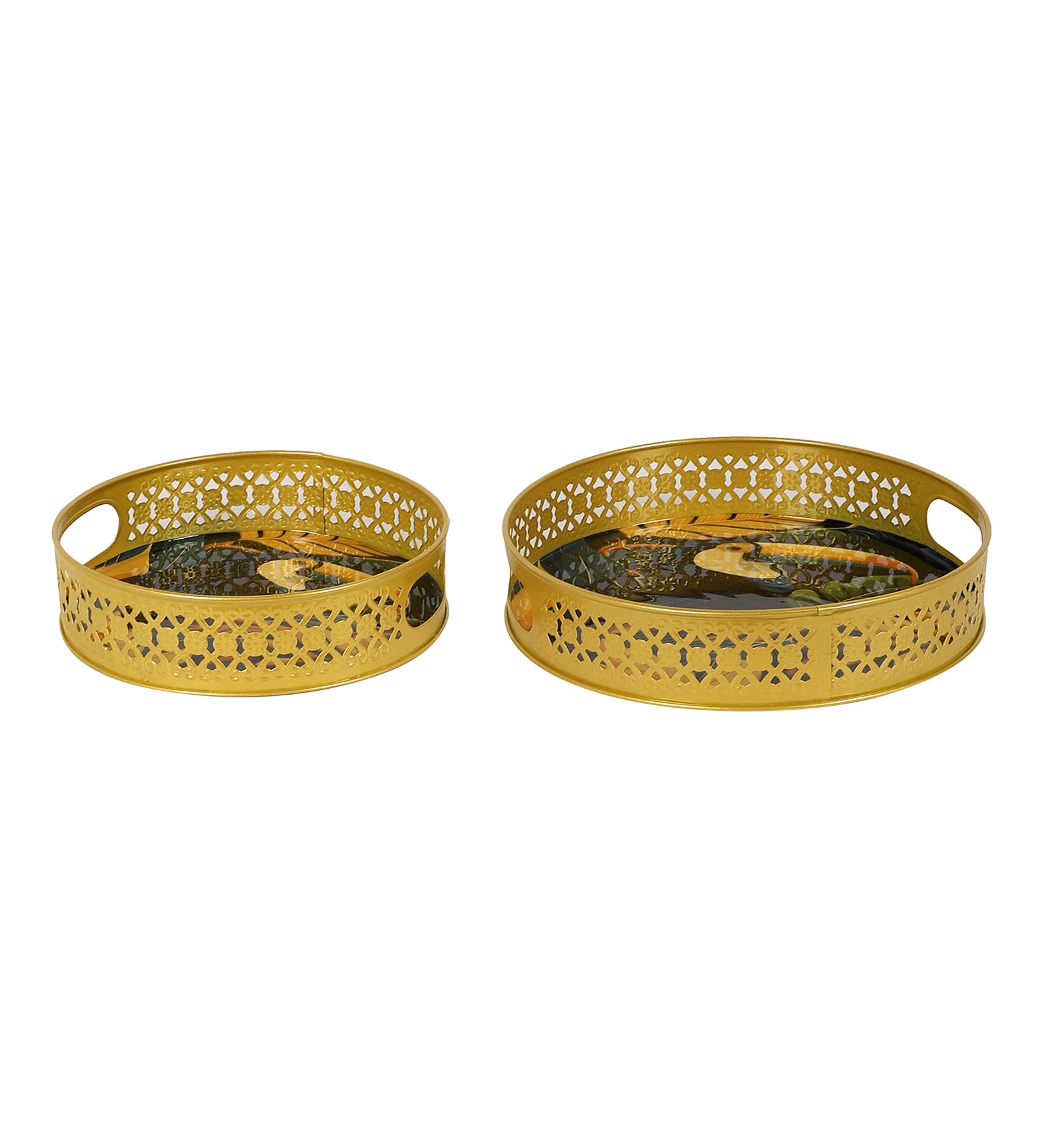 Amaya Decors Blue Bird Tray Set of 2 | Yellow | Iron with Powder Coating