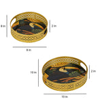 Amaya Decors Blue Bird Tray Set of 2 | Yellow | Iron with Powder Coating