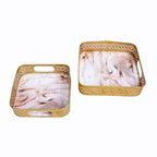 Amaya Decors Pink & Gold Wavy Design Tray Set of 2
