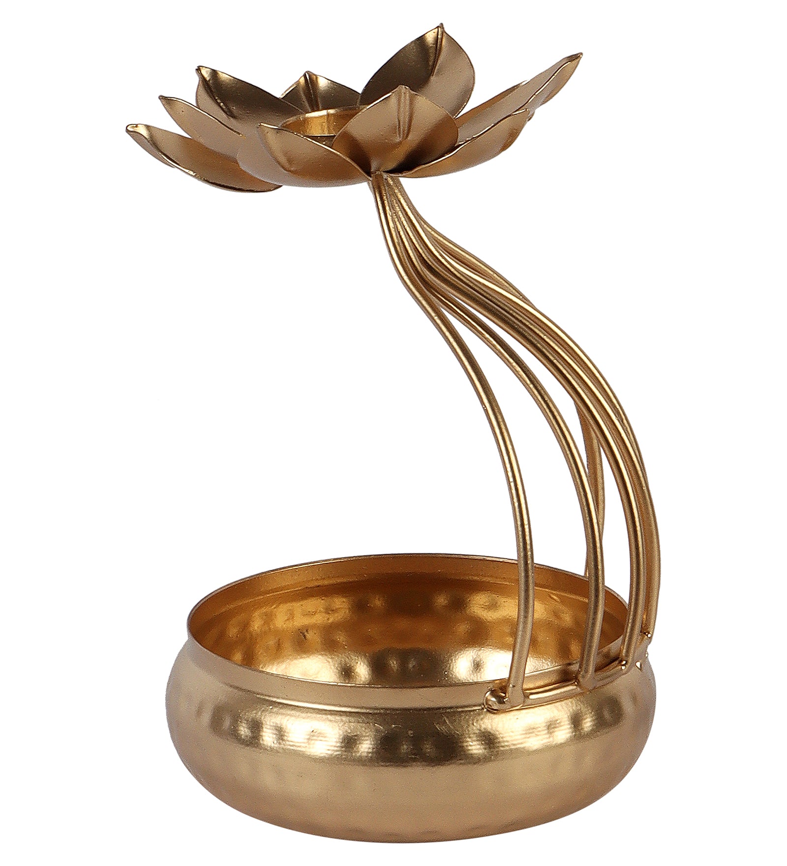 Amaya Decors Gold Urli Bowl with Flower Set of 2 | Gold | Iron with Powder Coating