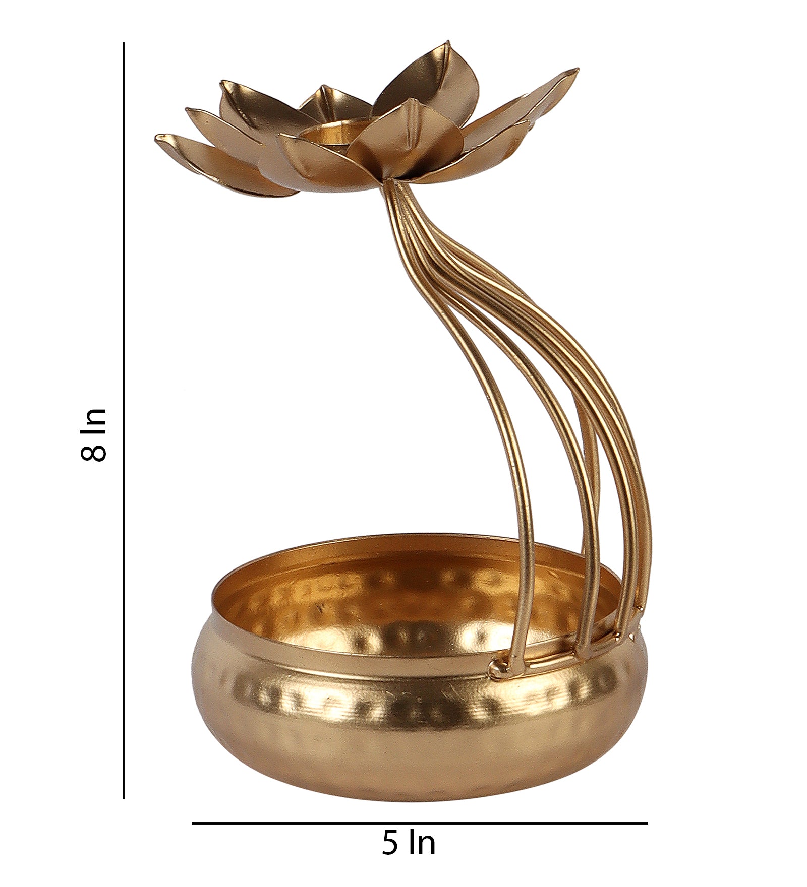 Amaya Decors Gold Urli Bowl with Flower Set of 2 | Gold | Iron with Powder Coating