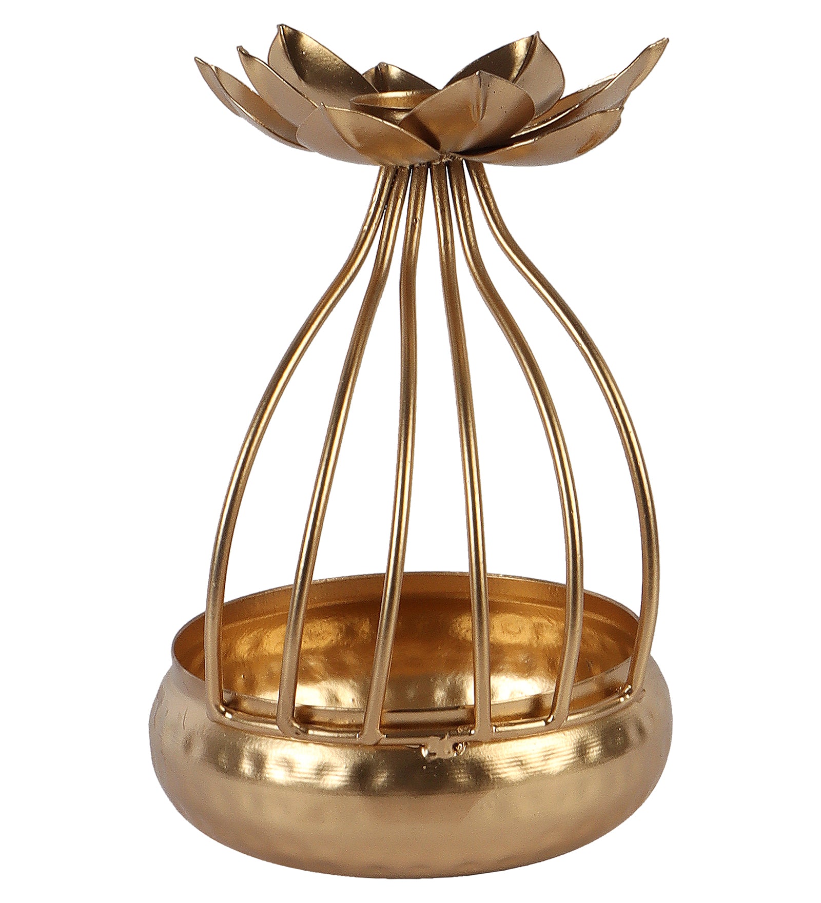 Amaya Decors Gold Urli Bowl with Flower Set of 2 | Gold | Iron with Powder Coating