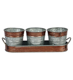 Amaya Decors Brown & Silver Metal Table Planters with Tray Set of 4