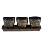 Amaya Decors Black & Gold Metal Table Planters with Tray Set of 4