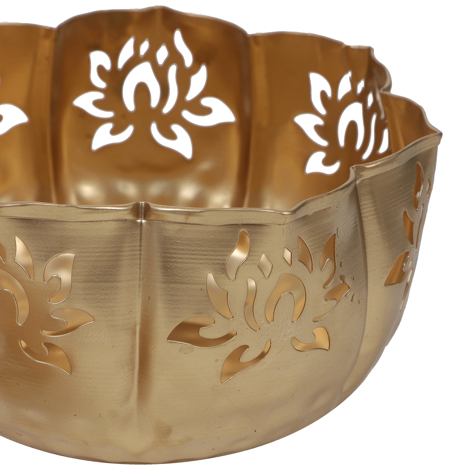 Amaya Decors Big Lotus Urli with Stand & Bowls Set of 10 | Gold | Iron with Powder Coating