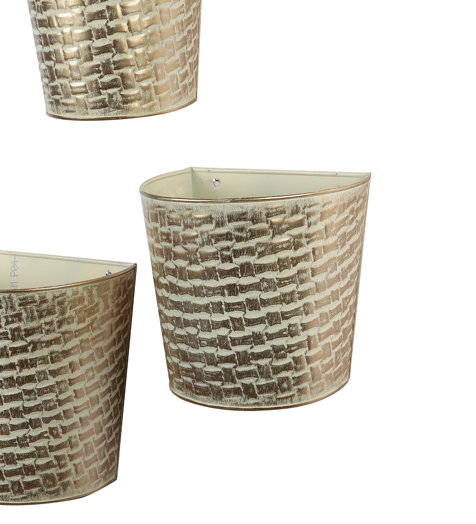 Amaya Decors White & Gold Hammred Wall Planter Set of 3