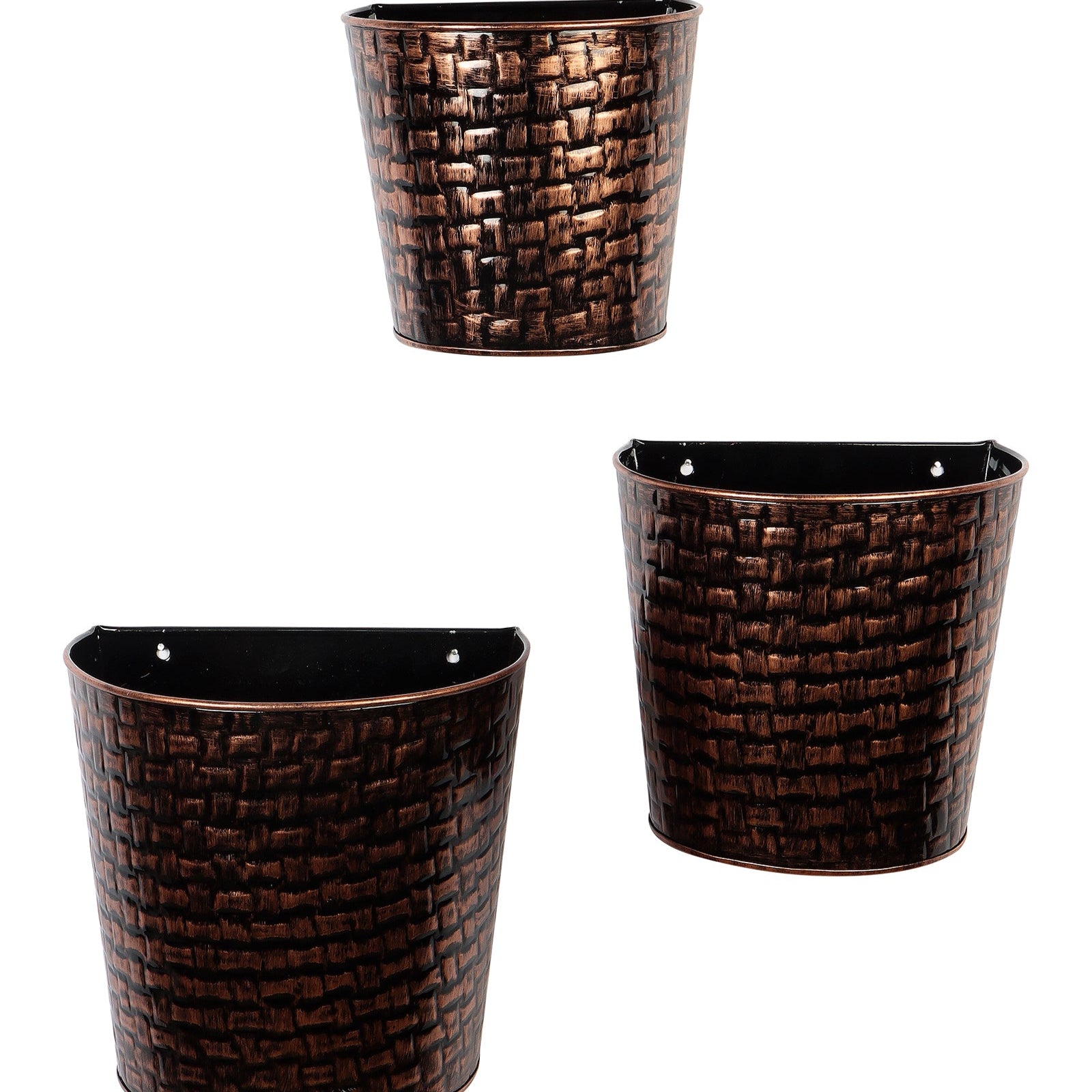 Amaya Decors Copper & Black Hammred Wall Planter Set of 3