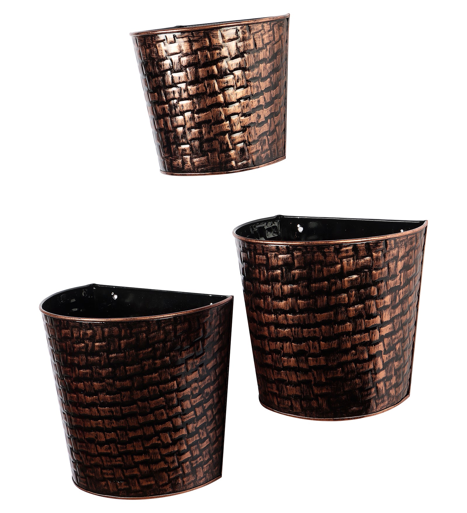 Amaya Decors Copper & Black Hammred Wall Planter Set of 3