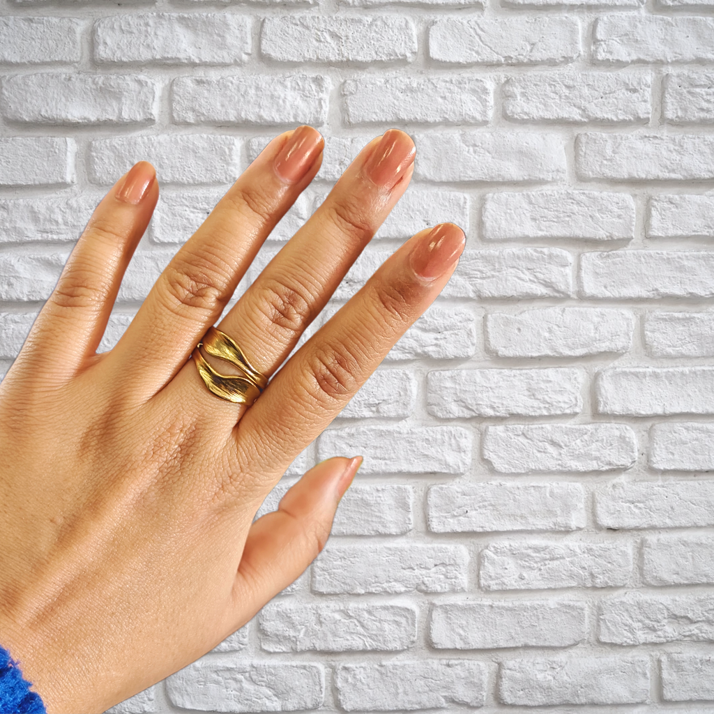 Golden Wave Adjustable Ring