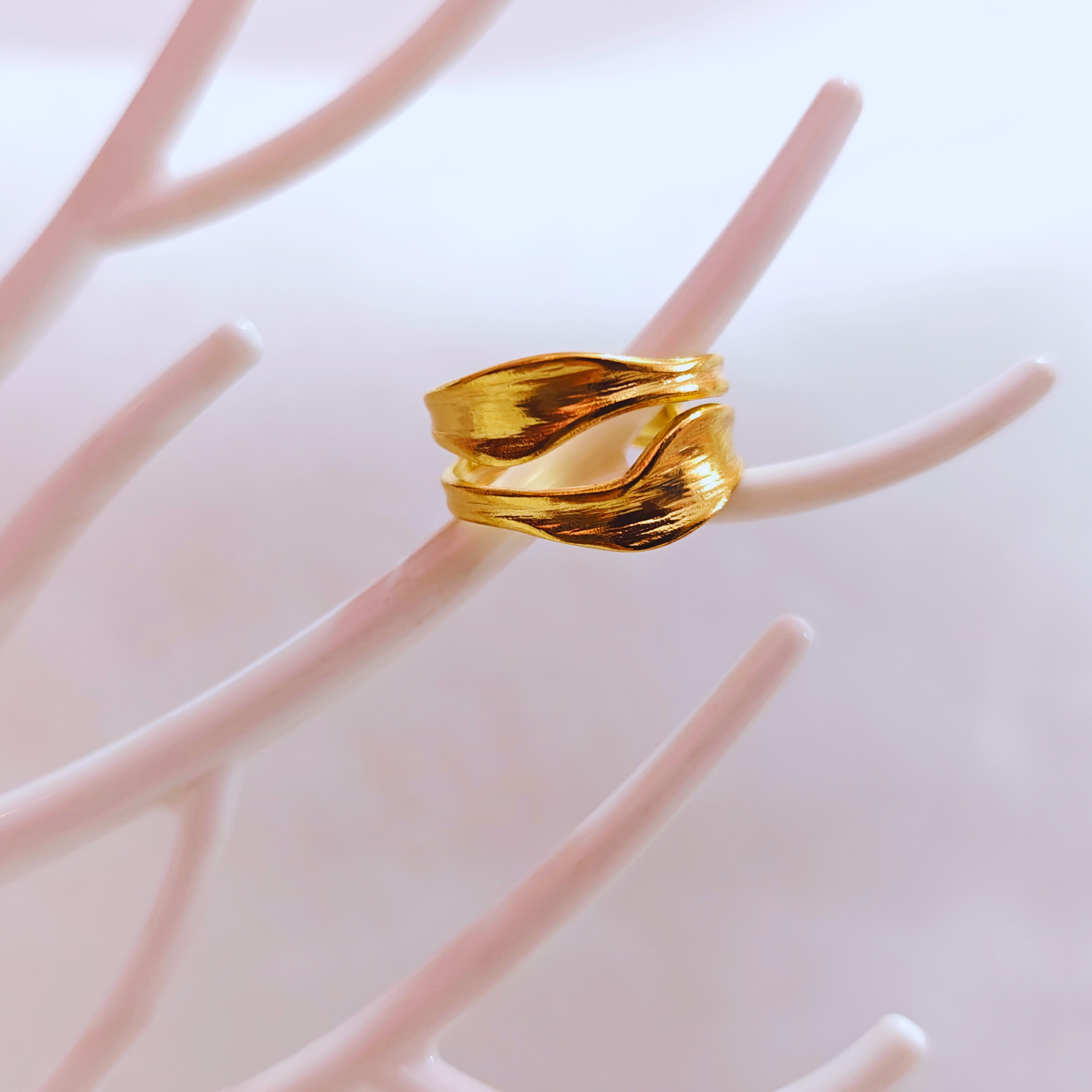 Golden Wave Adjustable Ring
