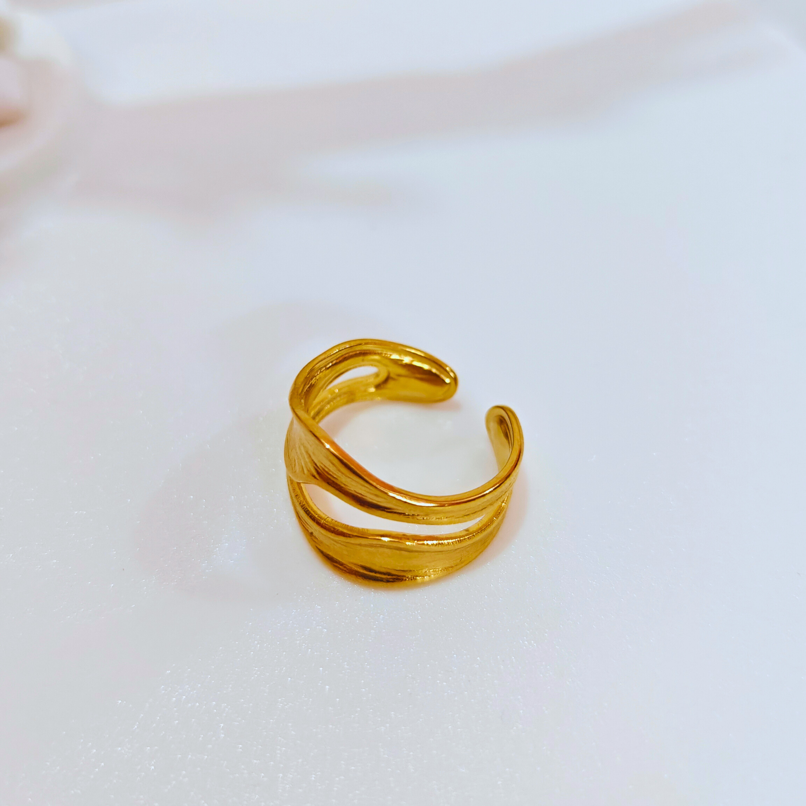 Golden Wave Adjustable Ring