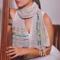 ivory rose linen scarf