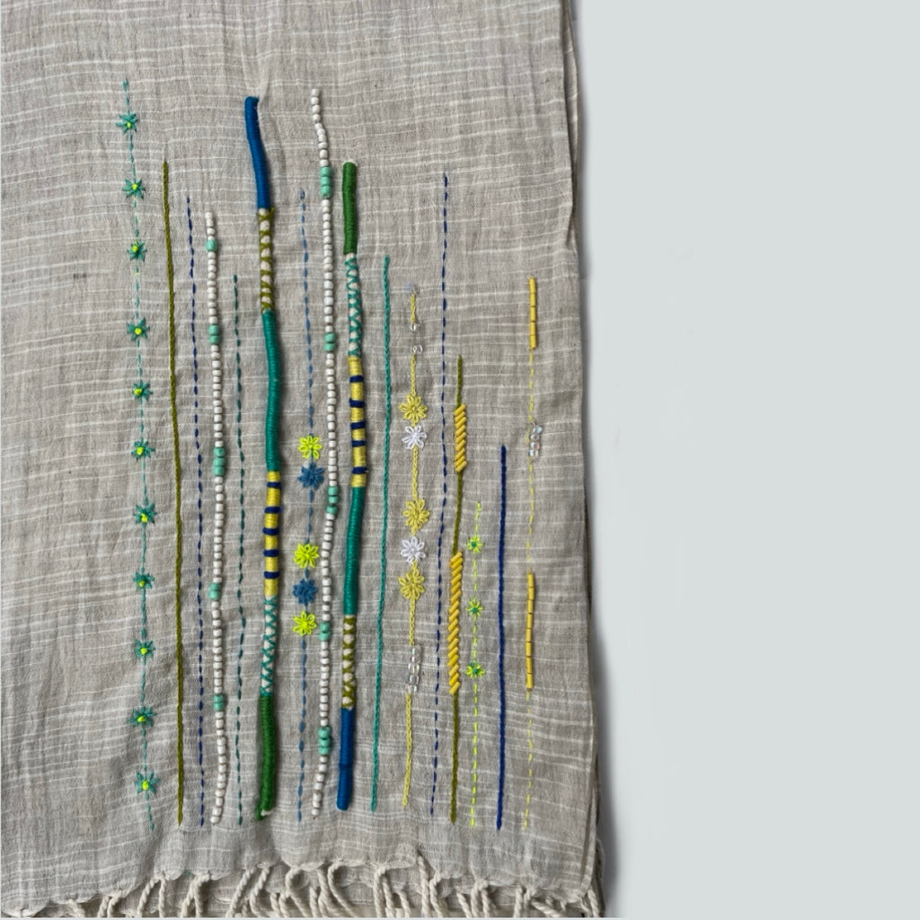 ivory rose linen scarf