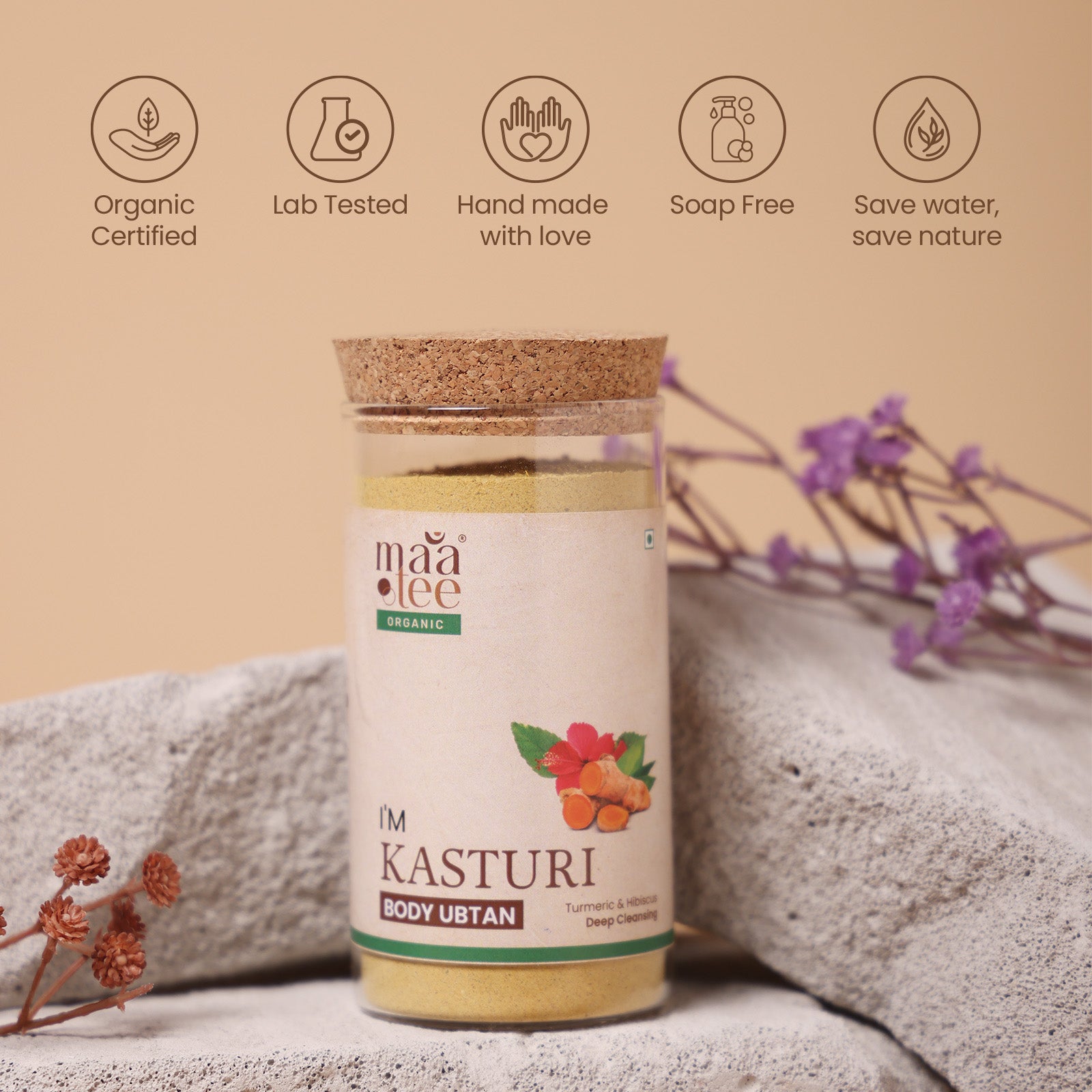 I'm Maatee Organic Kasturi Skin Ubtan 
Deep Cleansing & Natural Skin Lightening with Hibiscus + Fenugreek