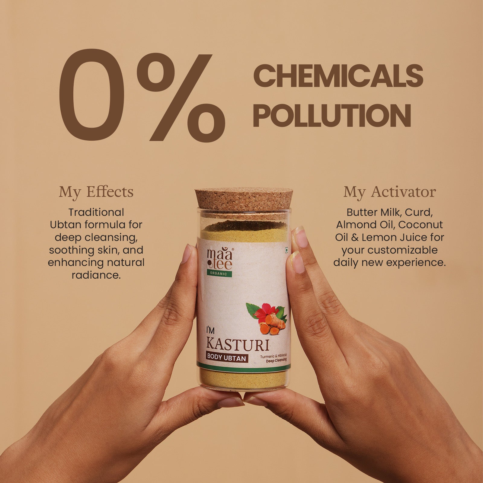I'm Maatee Organic Kasturi Skin Ubtan 
Deep Cleansing & Natural Skin Lightening with Hibiscus + Fenugreek