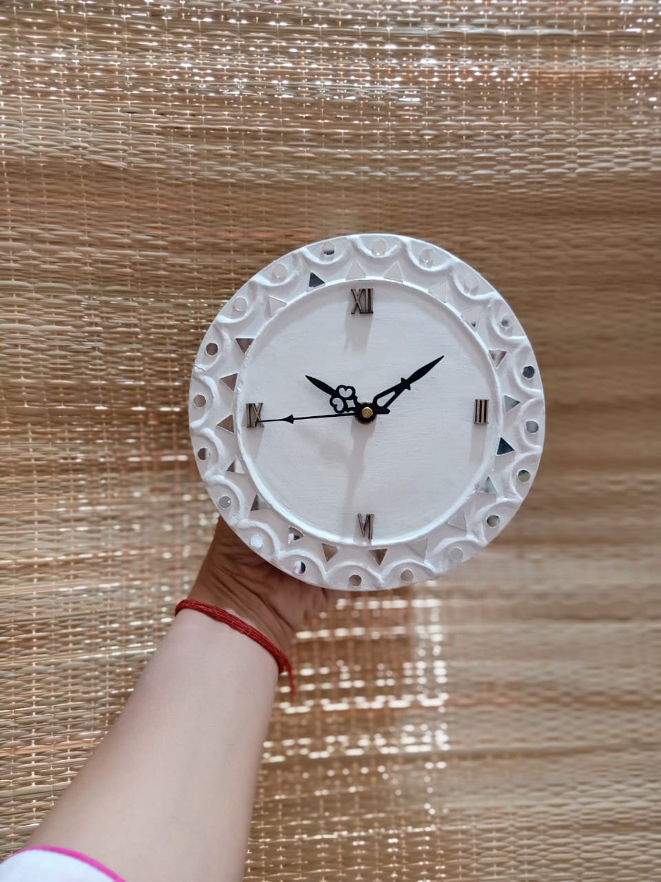 Kutch Lippan Mud & Mirror Work Wall Clock Round Small