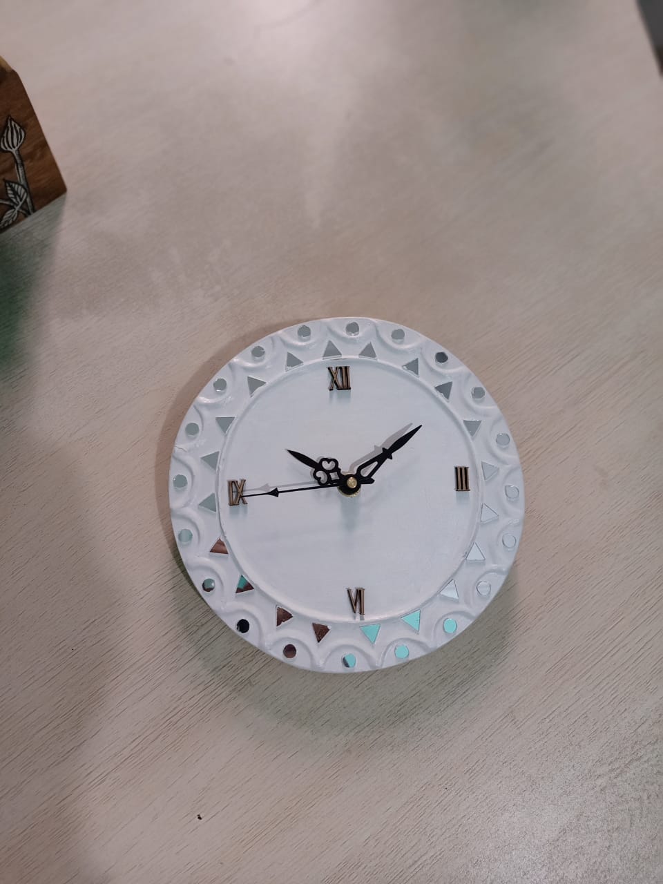 Kutch Lippan Mud & Mirror Work Wall Clock Round Small