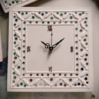 Kutch Lippan Mud & Mirror Work Wall Clock Square Unframed
