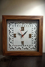 Kutch Lippan Mud & Mirror Work Wall Clock Square Framed