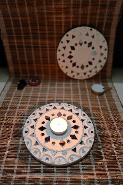 Kutch Lippan Mud Work Tealight Holder
