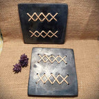 Longpi Black Pottery Coaster Square Set of 2