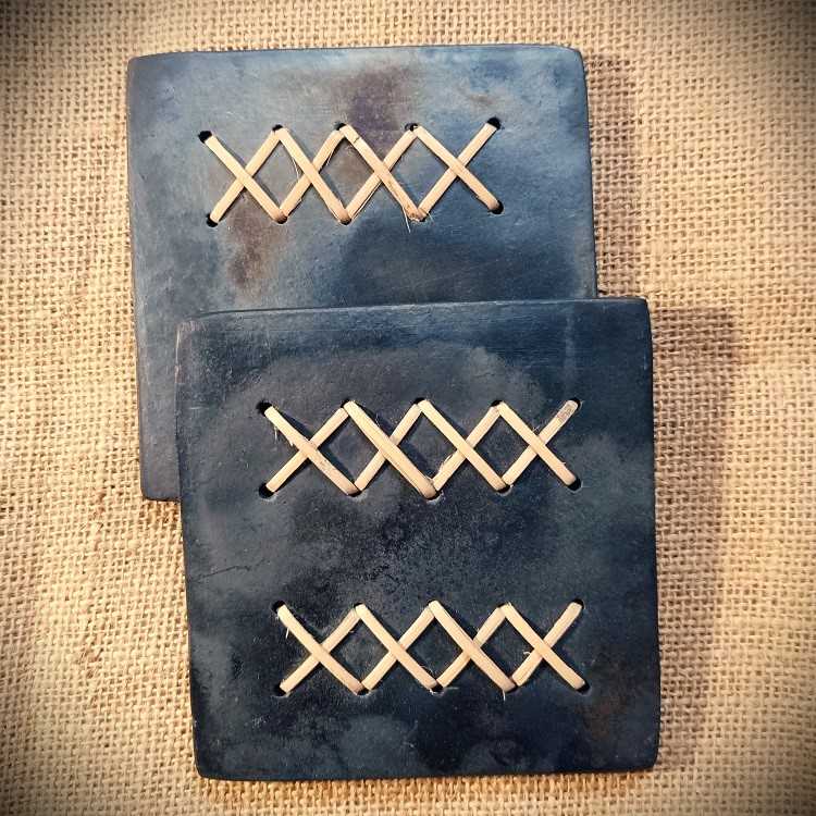 Longpi Black Pottery Coaster Square Set of 2