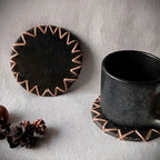 Longpi Black Pottery Coasters Round Set of 2