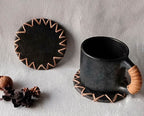 Longpi Black Pottery Coasters Round Set of 2