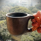 Longpi Black Pottery Green/Infusion Tea Mug with Strainer and Lid (Large)