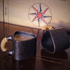 Longpi Black Pottery Trikon Coffee Mug Small Set of 2