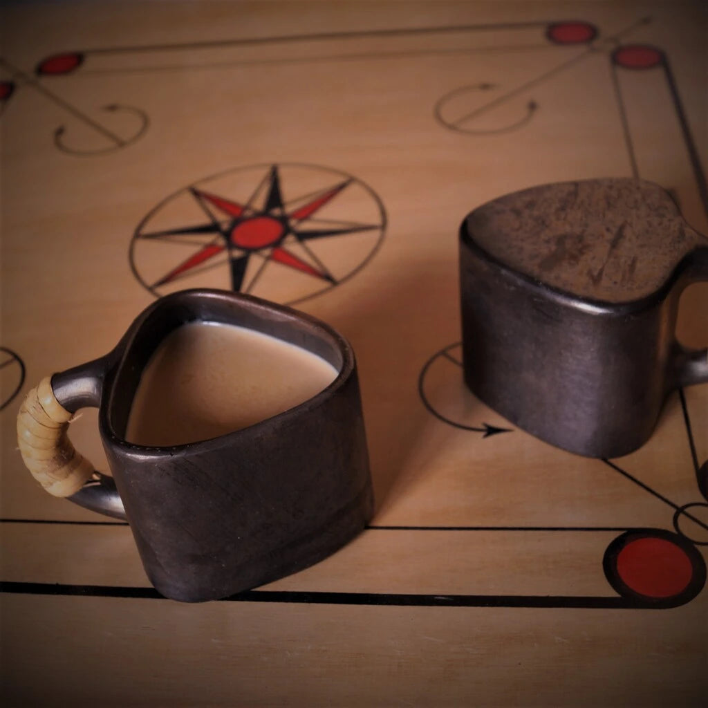 Longpi Black Pottery Trikon Coffee Mug Small Set of 2