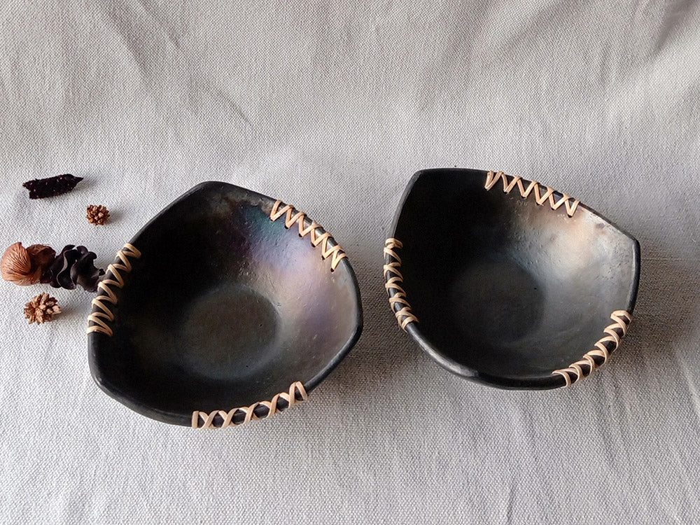 Longpi Black Pottery Trikon Serving Bowl