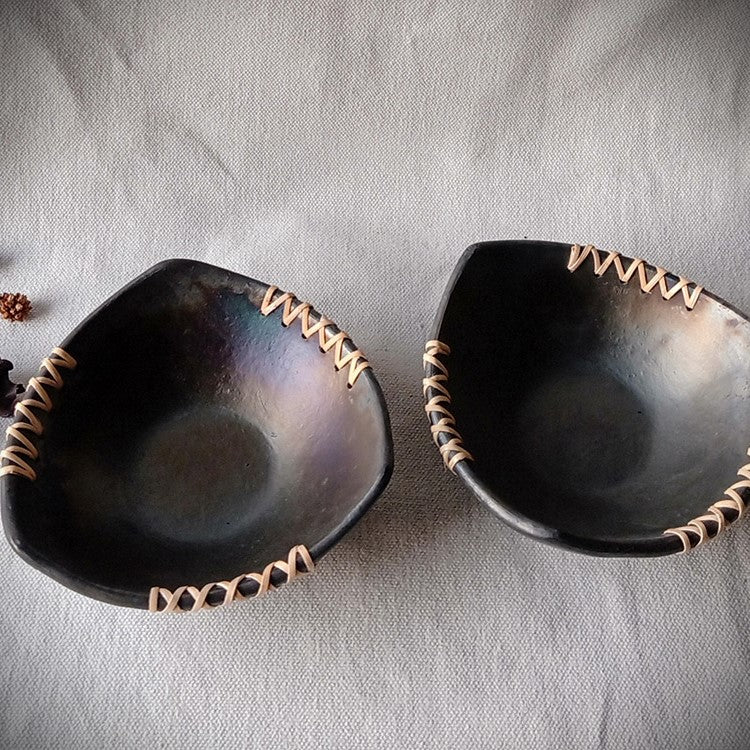 Longpi Black Pottery Trikon Serving Bowl